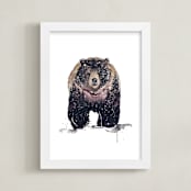 "Nature Bear" - Art Print in Brown by Kelsey McNatt - Framed