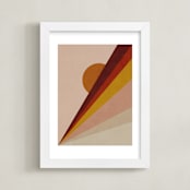 "Abstract Sunrise" - Art Print in Maroon Red by Lucrecia Caporale - Framed