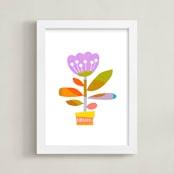 "The Happiest Flower " - Art Print in Cotton Lilac by Dominique Vari - Framed