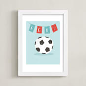 "Goooooaaaall!!!" - Art Print in Aqua by merry mack creative - Framed