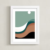 "The Moon Sings to the Desert" - Art Print in Desert Teal by Karen Kaul - Framed