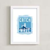 "Cowabunga!" - Art Print in Sky Blue by Kerry Doyle - Framed