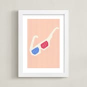 "3-D glasses" - Art Print in Retro Pink by Elliot Stokes - Framed