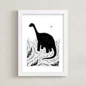 "Dinosaur love" - Art Print in monochrome by Susanne Kasielke - Framed