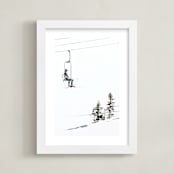 "skier" - Art Print in freestyle blue by Alicia Abla - Framed