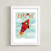 "Explore Your World" - Art Print in Rocket Red by Mansi Verma - Framed