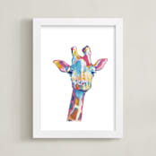 "Mr. Giraffe" - Art Print in Cotton Candy by Makewells - Framed