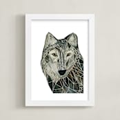 "Senor Wolf" - Art Print in Shadow by Sarah Fitzgerald - Framed