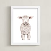 "Baby Animal Sheep" - Art Print in Cotton by Cass Loh - Framed