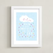 "confetti rain drops" - Art Print in Sky Blue by Mandy Rider - Framed
