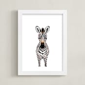 "Baby Zebra 2" - Art Print in dark chocolate by Cass Loh - Framed
