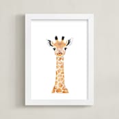"Baby Giraffe 2" - Art Print in nacho cheese by Cass Loh - Framed