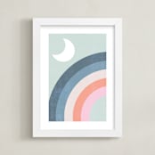 "Double Rainbow with Moon and Sun I" - Art Print in Moon by Emanuela Carratoni - Framed