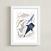 "Marvelous Sharks" - Art Print in Sand by Sabrin Deirani - Framed