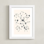 "Dog study" - Art Print in Cream by Teju Reval - Framed