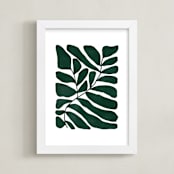 "Loopy Leaves I" - Art Print in Hunter green by Kelly Watkins - Framed