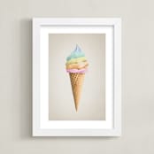 "Rainbow Ice Cream" - Art Print in Sherbet by Paola Benenati - Framed