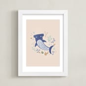 "Sharky cute" - Art Print in Blush by Tati Abaurre - Framed