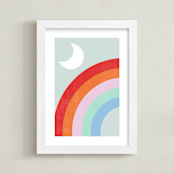 "Double Rainbow with Moon and Sun III" - Art Print in Moonlight by Emanuela Carratoni - Framed