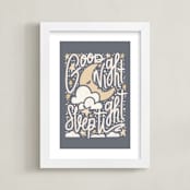 "Sleepy Moon" - Art Print in Dusk by Meggy Masters - Framed
