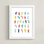 "American Sign Language ABCs" - Art Print in Rainbow by Jessie Steury - Framed