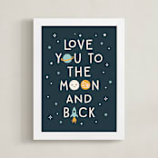 "Moon And Back" - Art Print in Midnight by Annie Holmquist - Framed