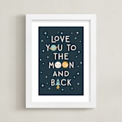 "Moon And Back" - Art Print in Midnight by Annie Holmquist - Framed