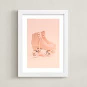 "peace love & rollerskates" - Art Print in Pirouette Pink by Alicia Abla - Framed
