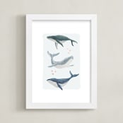 "Ocean Whales" - Art Print in Ocean Blue by Alice Nelen - Framed