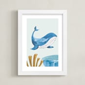 "Ocean Friends I" - Art Print in Whale by Teju Reval - Framed