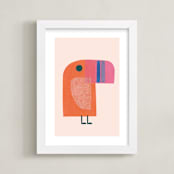 "mod toucan" - Art Print in peach by Carrie Moradi - Framed