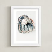 "Baseball 1" - Art Print in Leather by Helen Makadia - Framed