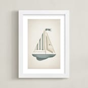 "Sailboat" - Art Print in Sky by Paola Benenati - Framed