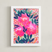 "HAND PAINTED FLOWERS_4F" - Art Print in pink by Ramoncita - aticnomar - Framed