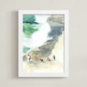 "Sand Castles" - Art Print in ocean green by Jenny Partrite - Framed