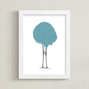 "Oh-Ostrich" - Art Print in Stone blue by Johanna Phillips Huuva - Framed