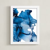 "Tides in Blue" - Art Print in Sea Blue by Erin Deegan - Framed