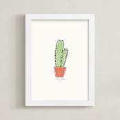 "Cactus Fig. 2" - Art Print in Celadon by Stacey Meacham - Framed