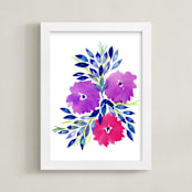 "hand painted flowers_2E" - Art Print in purple by Ramoncita - aticnomar - Framed