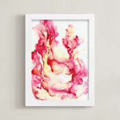 "Yupo Study Five" - Art Print in Flame Pink by Emily Magone - Framed