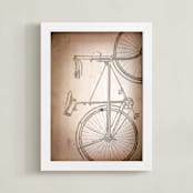 "Rusted Bike" - Art Print in Rust Brown by Erin Niehenke - Framed