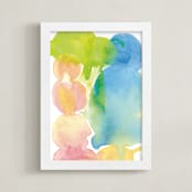 "Floating Color Globes" - Art Print in Earth Sky Blue by Deborah Velasquez - Framed