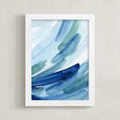 "Rain Series l" - Art Print in Blue Rain by Chelsey Scott - Framed