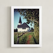 "Short Cut to Church" - Art Print in Earth Green by Gray Star Design - Framed