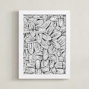 "doodle patterned" - Art Print in black by Ramoncita - aticnomar - Framed
