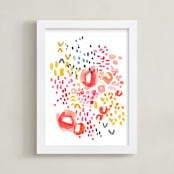 "Gesture" - Art Print in Coral by Kelly Ventura - Framed