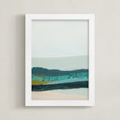 "Abstract  Seascape Jade Green" - Art Print in jade green by Caryn Owen - Framed