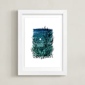 "Evening Star Sky" - Art Print in Dusk Blue by Shiny Penny Studio - Framed