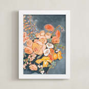 "Sitting Pretty II" - Art Print in Coral by Jennifer Allevato - Framed