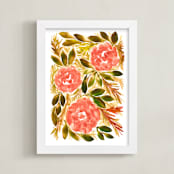 "hand painted flowers_1B" - Art Print in olive green by Ramoncita - aticnomar - Framed
